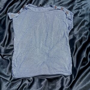 Gray Ribbed Cap Sleeve Blouse